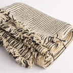 Textured Handwoven Cotton Blanket | Black & Natural Weave